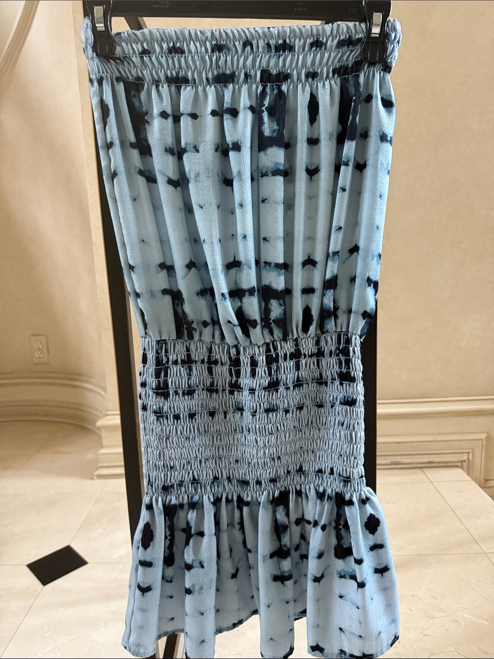 Blue Life Strapless Tie-Dye Blue and Black Dress